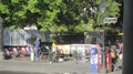 Decatur Street Scene at Jackson Square in the French Quarter, New Orleans Royalty Free Stock Photo