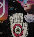 Hamsa Hand. Street art collage.