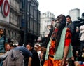 Street artist mesmerising himself and crowd