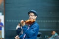 Street artist playing Violin in hystoric center of Florence Royalty Free Stock Photo