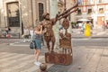 Street artist at Ramblas in Barcelona