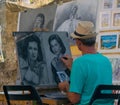 Street artist in Rhodes Royalty Free Stock Photo