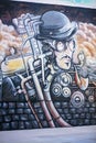 Street Art Steampunk Wall Mural at Sunset