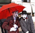 Street artists as Charlot Royalty Free Stock Photo