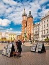 Street artists at Krakow's Main City Square