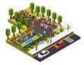Street Artists Park Isometric Composition