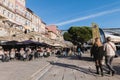 Street atmosphere near the Dom Luiz bridge in Porto, Portugal Royalty Free Stock Photo