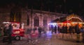 Street atmosphere at night on Notre Dame Cathedral Square where Christmas markets were installed - Strasbourg Royalty Free Stock Photo