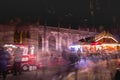 Street atmosphere at night on Notre Dame Cathedral Square where Christmas markets were installed - Strasbourg Royalty Free Stock Photo