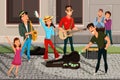 Street band performance flat illustration