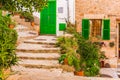 Beautiful street in old village Banyalbufar on Majorca island, Spain Royalty Free Stock Photo