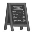 Street bar menu.A sign with the tasty dishes in the street. Pub single icon in monochrome style vector symbol stock
