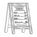 Street bar menu.A sign with the tasty dishes in the street. Pub single icon in outline style vector symbol stock