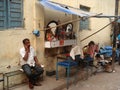 Street barber/hairdresser shop in Delhi, India Royalty Free Stock Photo