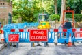 Street barricaded with ROAD CLOSED signs Royalty Free Stock Photo