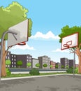 Street basketball court in the city