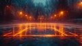 street basketball court at night Royalty Free Stock Photo