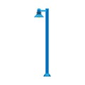 Street blue light lamp city vector illumination post. Urban old exterior icon equipment highway