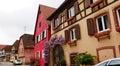 Street in Boersch, typical Alsatian village in France