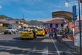 Street in Boquete with cars and pedestrians in the center of the city Royalty Free Stock Photo
