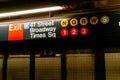 41 Street, Broadway, Times Square subway station sign. ADA accessible exit. Wayfinding navigation - Manhattan, New York, USA -