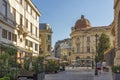 Street and buiding at downtown old town of city of Bucharest, Romania