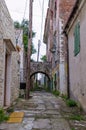 Street and buildings in Paxoi island, Greece