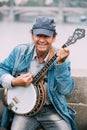 Street Busker performing jazz songs at the Charles