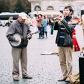 Street Busker performing jazz songs at the Old