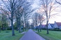 A street with a busstop at the firsian island Schiermonnikoog Royalty Free Stock Photo