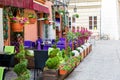 Street cafe in ancient European tourist town