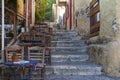 Street cafe in the central ancient part of Athens Royalty Free Stock Photo