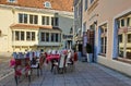 Street Cafe in the city Summer Evening in Old Town of Tallinn Estonia 2019 march Town Square travel to Baltic State Europa Tour