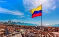 Street cafe in colonial Cartagena Walled City Cuidad Amurrallada overlooking scenic shoreline of Bocagrande and hotel zone Royalty Free Stock Photo