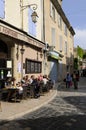 Street cafe in downtown Lourmarin, Lourmarin, Vaucluse, Provence-Alpes-CÃÂ´te d`Azur Royalty Free Stock Photo