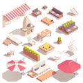 Street Cafe Isometric Set Royalty Free Stock Photo