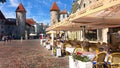Street Cafe Lifestyle Tourist In the Old Town of Tallinn 2019,17.06 Summer in Estonia Europe Royalty Free Stock Photo