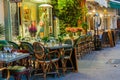 Street cafe in Mougins at night, France Royalty Free Stock Photo