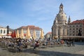 Street cafe on Neumarkt square. Dresden Royalty Free Stock Photo