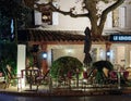 Street cafe in the old town Mougins in France. Night view Royalty Free Stock Photo