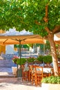 Street cafe in Plaka district in Athens Royalty Free Stock Photo