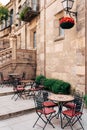Street cafe in the Spanish Village in Barcelona. Royalty Free Stock Photo