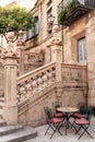 Street cafe in the Spanish Village in Barcelona. Royalty Free Stock Photo