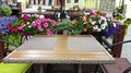 Street cafe table and  chair with beautiful flowers   in Old town of Tallinn Travel to Estonia tourism in Europa Royalty Free Stock Photo