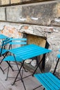 Street cafe table and chairs at Kazimierz district Jewish quarter in Krakow, Poland Royalty Free Stock Photo