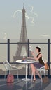 Street cafe terrace, Paris. Vector Royalty Free Stock Photo