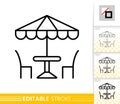 Street Cafe umbrella table chair line vector icon Royalty Free Stock Photo