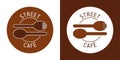 STREET CAFE VECTOR LOGO. BROUN LINE VECTOR. SPOON FORK IMAGE. ABSTRACT ICONS