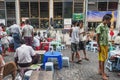 Street cafe in yangon myanmar market