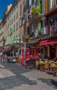 Street cafes in a mediterranean house in Nice France